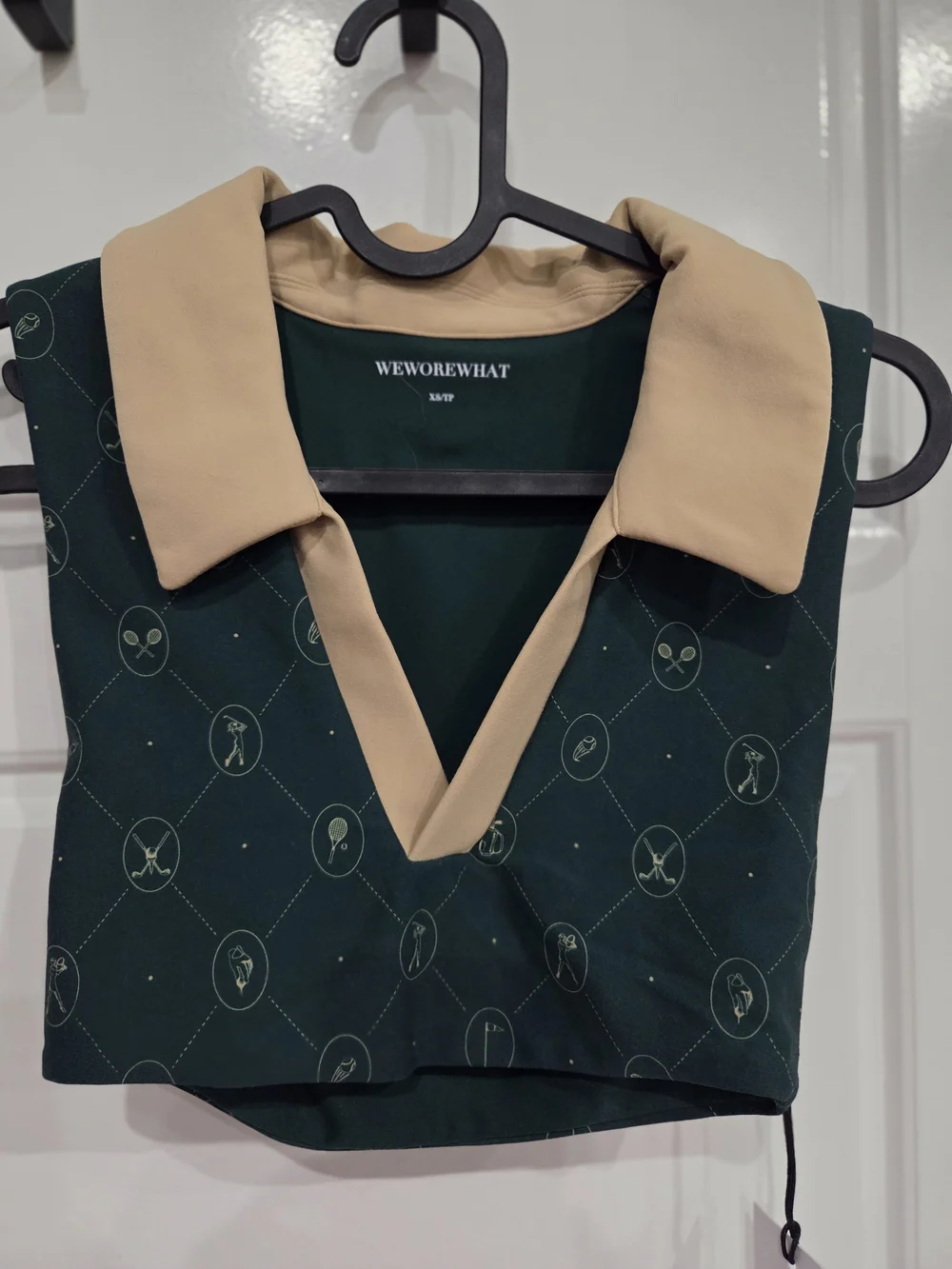 WeWoreWhat Dark Green & Beige Collared Crop Bralette Set Size XS NWT